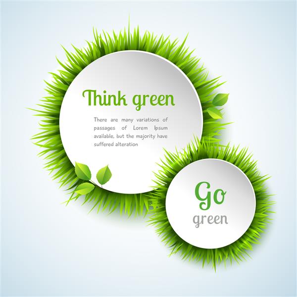 مفهوم سبز را با تصویر وکتور از طرح قاب دکوراسیون دایره چمن تابستان بروید