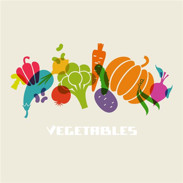 نماد وکتور سبزیجات رنگی علامت غذا تصویر زندگی سالم برای چاپ وب