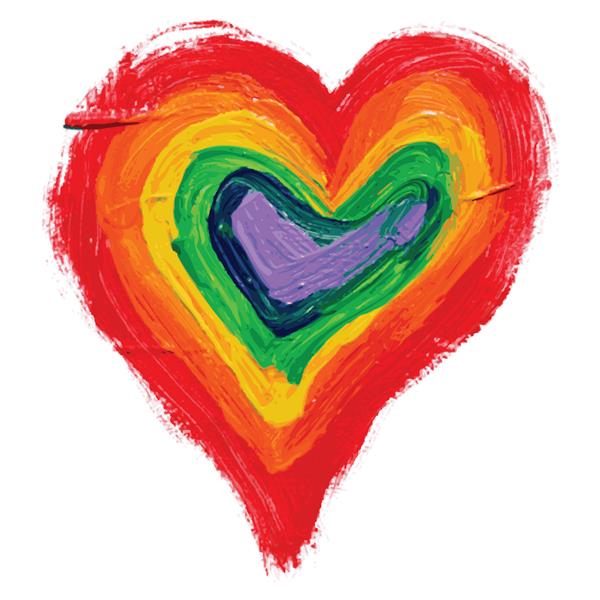 رنگ آمیزی آبرنگ رنگهای رنگین کمانی قلب عنصر وکتور برای طرح شما ساخته شده با اکریلیک و بوم بردار