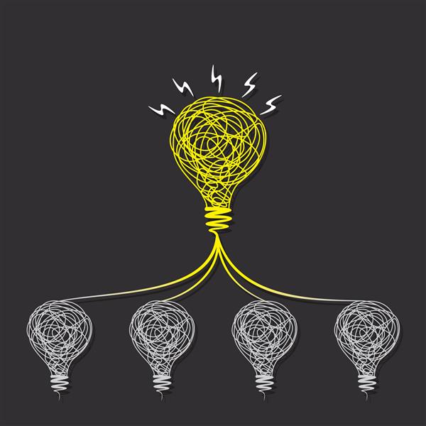 ایده کوچک ایده بزرگی ایجاد می کند یا هر لامپ به وکتور مفهوم لامپ کوچک متصل می شود