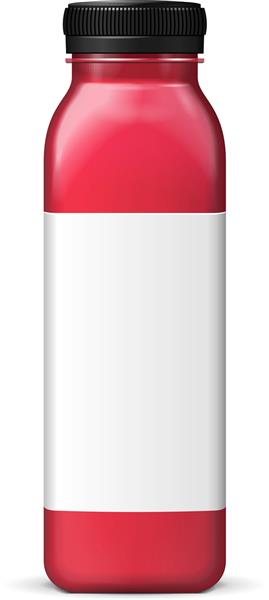 کوزه شیشه ای بنفش قرمز و آب میوه بلند و روی زمینه سفید جدا شده آماده برای طراحی شما بسته بندی محصول بردار