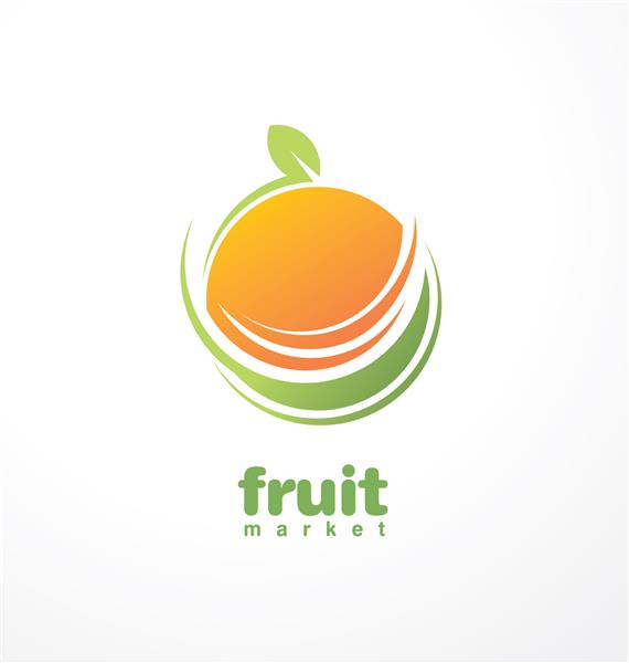 مفهوم طراحی آرم غذای سالم تم آیکون میوه و آب میوه