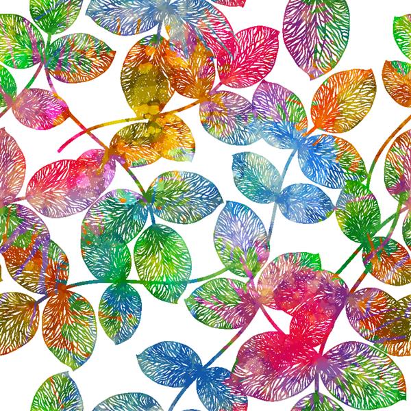 الگوی یکپارچه با برگهای رنگارنگ وکتور