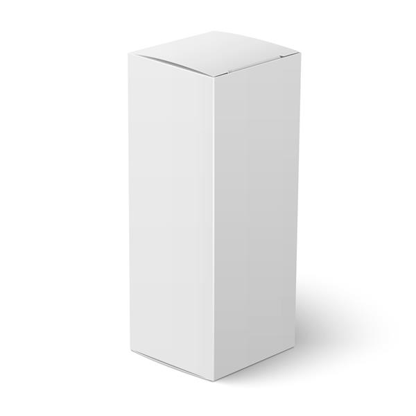 کاغذ عمودی یا قالب جعبه مقوایی خالی که روی پس زمینه سفید قرار دارد مجموعه بسته بندی تصویر برداری