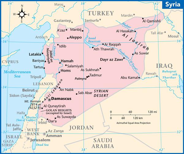 نقشه کشور سوریه