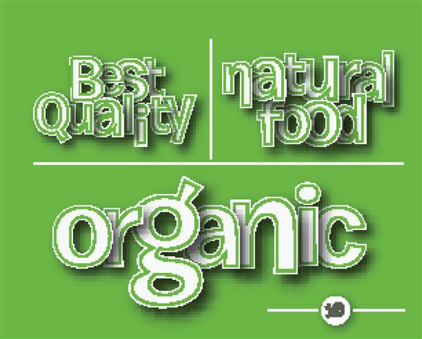 متن بهترین ارگانیک طبیعی غذایی با کیفیت ساخته شده از عنصر طراحی وکتور سه بعدی
