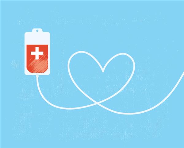 کیسه اهدای خون با لوله ای به شکل قلب قالب بردار