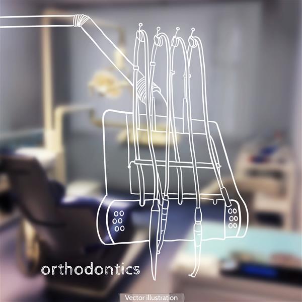 تصویر وکتور زمینه - عکس تاری از دندانپزشک با طرح - ابزار دندان