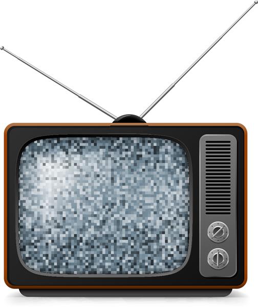 تلویزیون یکپارچه شکسته با سر و صدا بر روی صفحه نمایش تصویر روی سفید