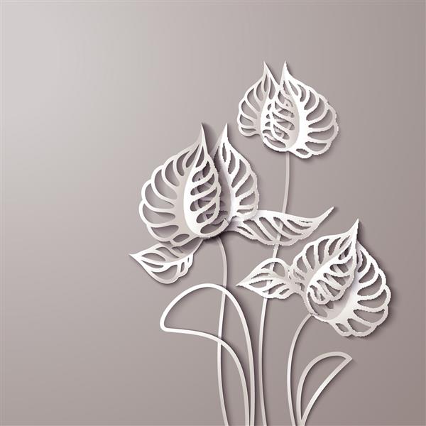 گلهای خاکستری کاغذی سه بعدی