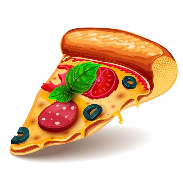 تصویر وکتور گوشت های پیتزا خلاق نماد پیتزا ایتالیایی یک تکه پیتزا برای طراحی تبلیغات برای تجارت رستوران شما
