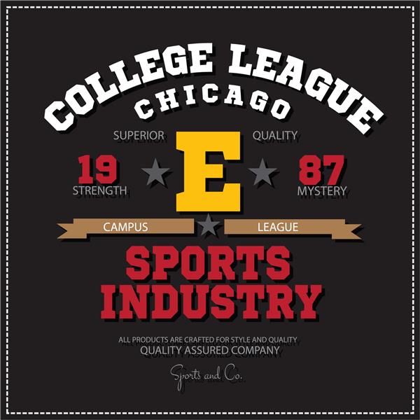نماد آرم لیگ قهرمانان ورزشی دانشگاه قهرمانان ورزشی شیکاگو طرح تی شرت وکتور گرافیک و تایپوگرافی برای لباس استفاده از آن بسیار آسان است