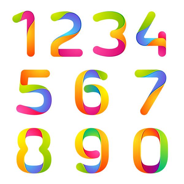 اعداد رنگارنگ تنظیم شد عناصر الگوی طرح وکتور برای برنامه یا هویت شرکتی شما