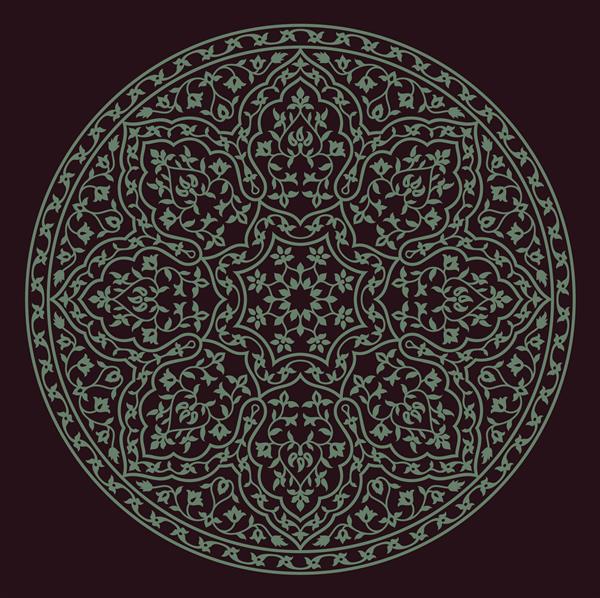 الگوی وکتور شرقی با عناصر آرابسک و گل زینت دایره