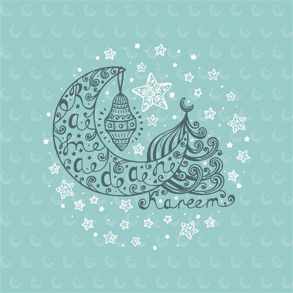 پس زمینه وکتور کریمان کریم هلالی دستی فانوس مسجد ستارگان الگوی کارت تبریک برای ماه مبارک جشنواره جامعه مسلمانان رمضان کریم