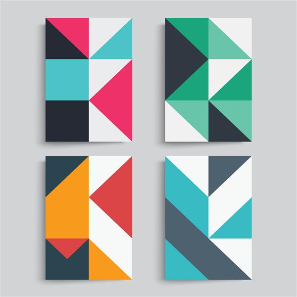 مجموعه طراحی بروشور اشکال و خطوط ایزومتریک رنگارنگ قالب های قالب A4 برای کارت ویزیت پوستر بروشور و غیره