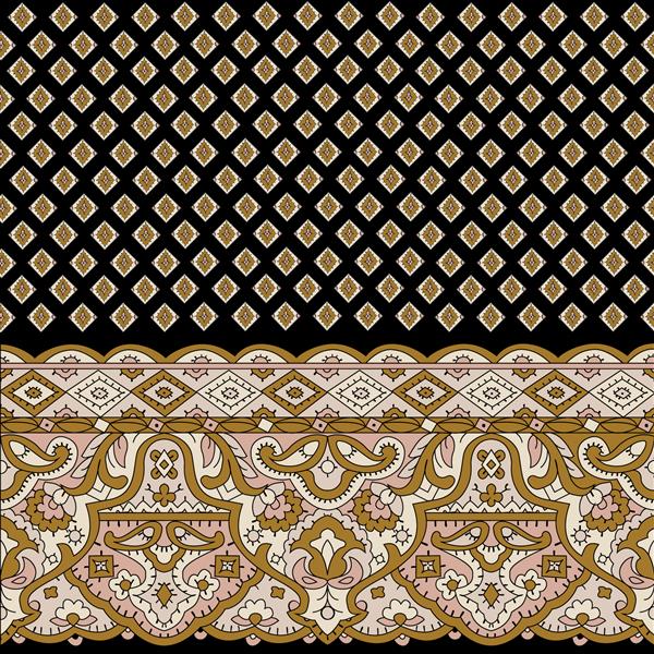 طلای سیاه و قهوه ای الگوی پیزلی بدون درز