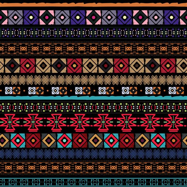 الگوی یکپارچه قومی بوهو هنرهای قبیله چاپ جذاب بافت پس زمینه کاغذ دیواری بسته بندی طراحی پارچه حاشیه اشکال هندسی