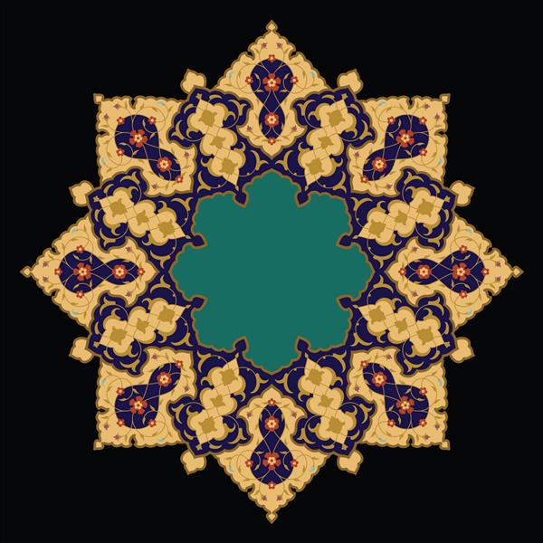 قاب گل عربی طرح سنتی اسلامی عنصر تزئین مسجد پس زمینه ظرافت با ناحیه ورودی متن در مرکز