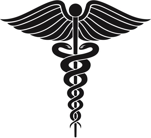 تصویری از یک نماد پزشکی به صورت سیاه و سفید است