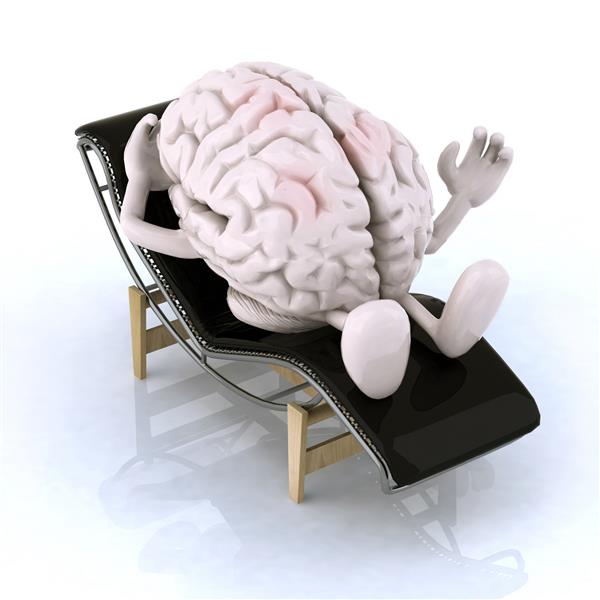 مغزی که روی یک صندلی قرار دارد مفهوم آرامش بخشیدن به ذهن است
