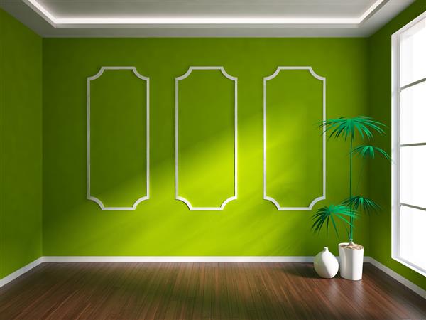 فضای داخلی خالی سبز با عناصر سفید