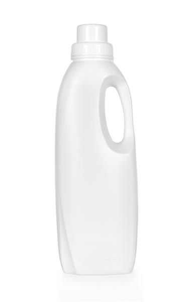 بطری پلاستیکی مواد شوینده سفید با تمیز کردن روی زمینه سفید