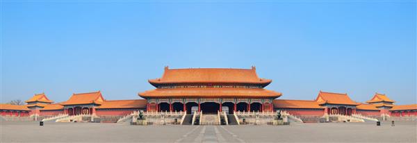 نمای معماری تاریخی در شهر ممنوعه در پکن چین