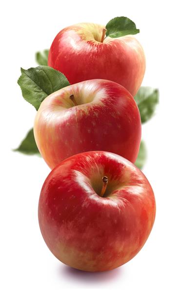 سیب های خرد شده عسل قرمز که در ترکیب عمودی پس زمینه سفید جدا شده اند