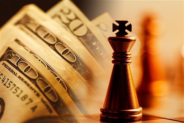 دلار آمریکا و شطرنج مفهوم پیروزی