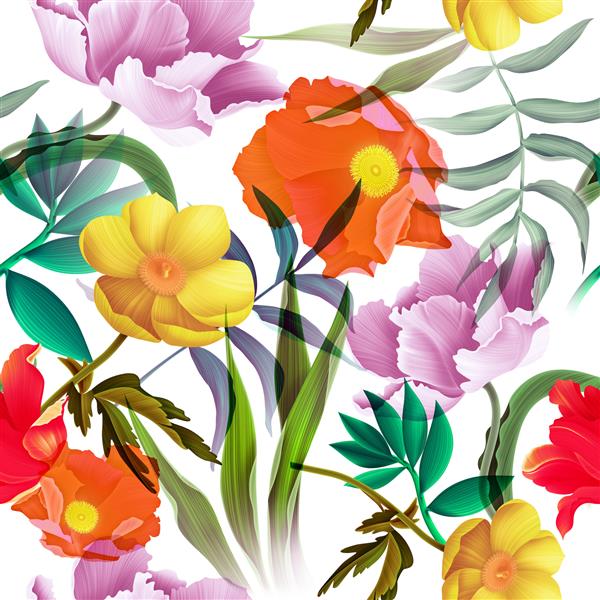 گل گرمسیری یکپارچه پس زمینه الگوی رنگارنگ را بکارید