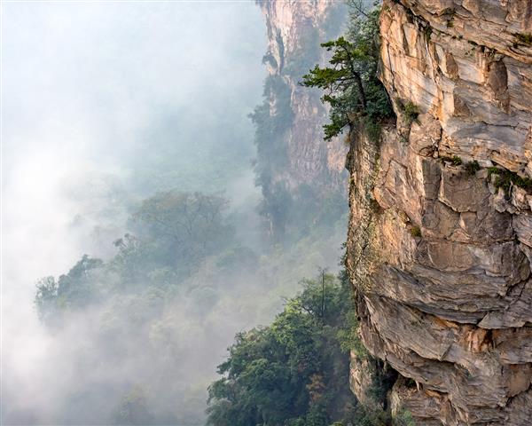 ستون های سنگی کوه در غبار پارک جنگلی ملی رسماً به عنوان یک میراث جهانی یونسکو چین شناخته شد