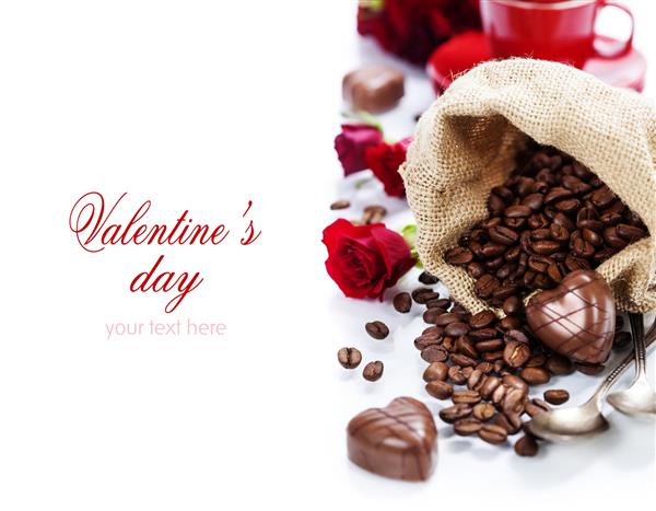 کارت ولنتاین شکلات و قهوه برای روز ولنتاین