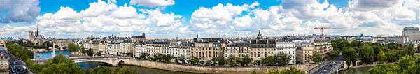 چشم انداز هوایی سن و نوتردام پاریس در روز تابستان