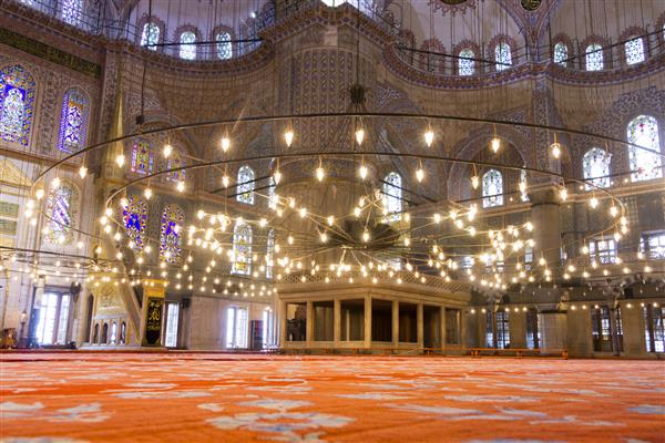 استانبول ترکیه فضای داخلی مسجد معروف آبی