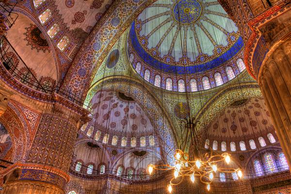 استانبول ترکیه عکس پویا اچ دی آر از فضای داخلی مسجد معروف آبی