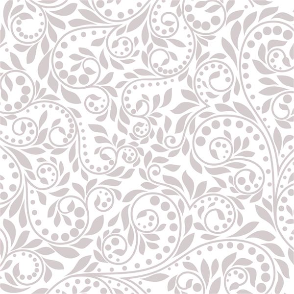 الگوی گل کاغذ دیواری باروک داماسک زمینه خاکستری و سفید