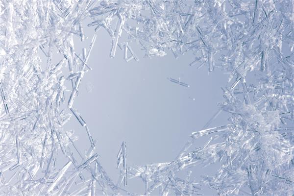 نمای نزدیک از بلورهای یخ