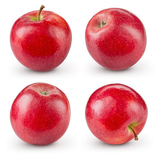 سیب قرمز جدا شده روی سفید مجموعه با مسیر قطع