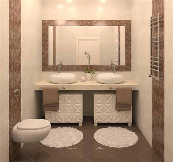 داخلی حمام مدرن رندر سه بعدی