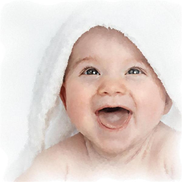 نقاشی دیجیتال آکرولیک نوزاد زیبای خندان