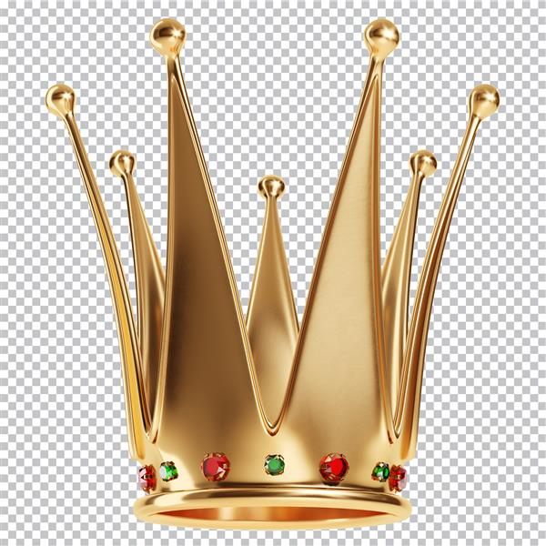 تاج طلایی ملکه ها با جواهرات رندر سه بعدی لایه باز