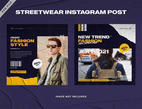 قالب پست اینستاگرام لباس خیابانی مد شهری