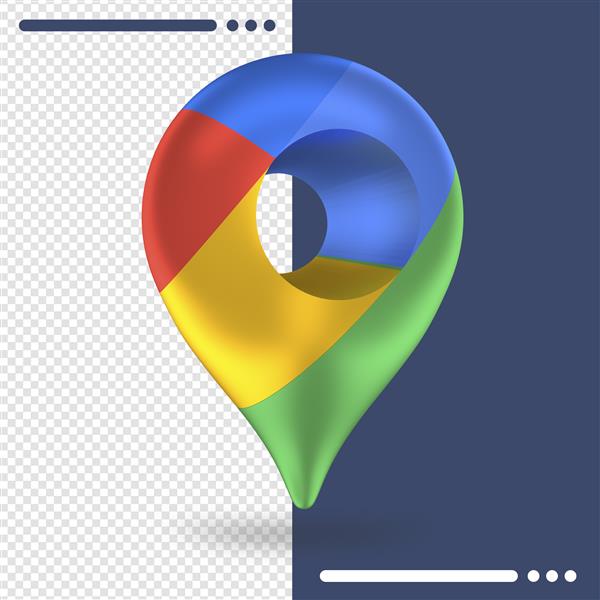 لوگوی چرخشی سه بعدی نقشه های گوگل در رندر سه بعدی