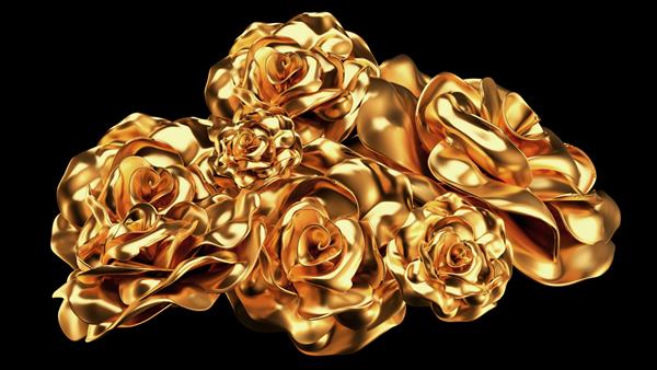 عنصر زیبا رز طلا تصویر سه بعدی رندر سه بعدی
