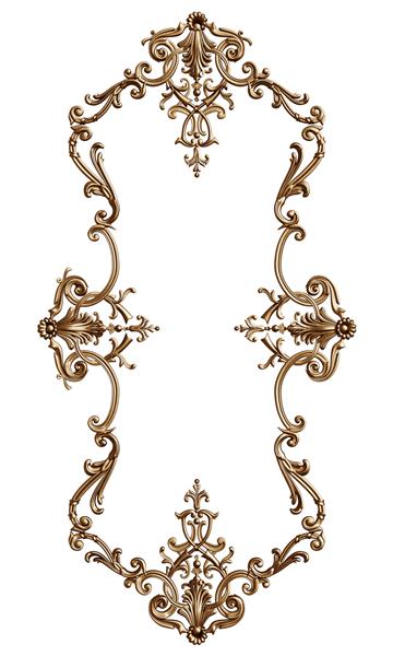 قاب طلایی کلاسیک با تزئین رندر سه بعدی جدا شده