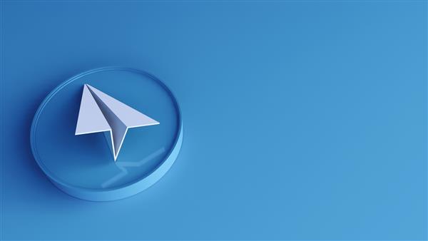 نماد دکمه دایره تلگرام 3D با فضای کپی رندر سه بعدی