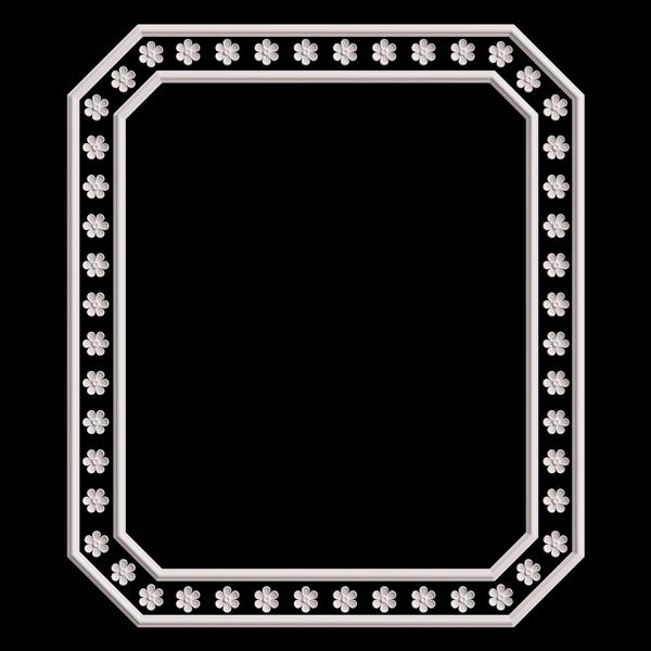 قاب سفید کلاسیک با تزئینات تزئینی جدا شده در زمینه مشکی تصویر دیجیتال رندر سه بعدی