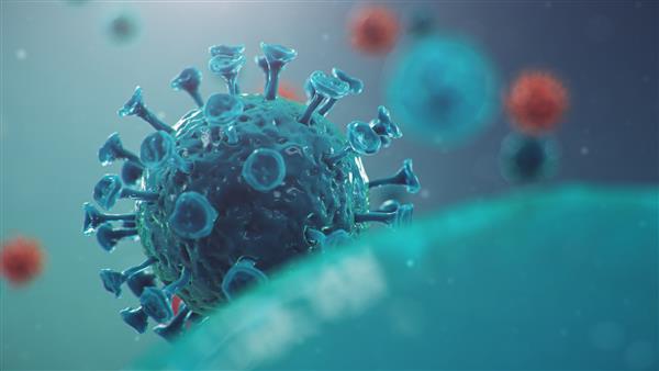 شیوع آنفولانزای چینی - به نام کروناویروس یا 2019 -ncov که در سراسر جهان گسترش یافته است خطر همه گیری همه گیری بشریت سلول های انسانی ویروس سلول ها را آلوده می کند تصویر سه بعدی