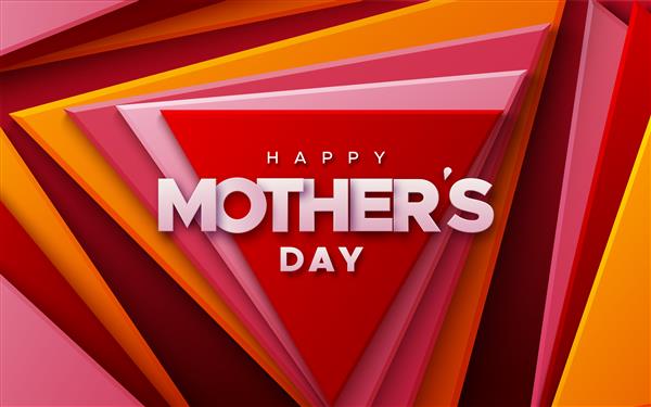علامت روز مادر مبارک در مثلث چند رنگ زمینه انتزاعی را شکل می دهد